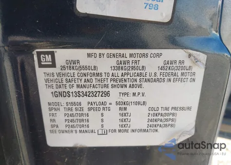 2004 Chevrolet Trailblazer Ls z USA, uszkodzony, nr VIN 1GNDS13S342327296